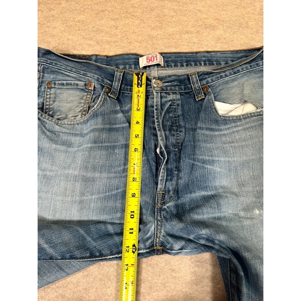 Vintage Levis 501 Original Jeans Men 38x32 Blue Distressed Denim Cotton Straight
